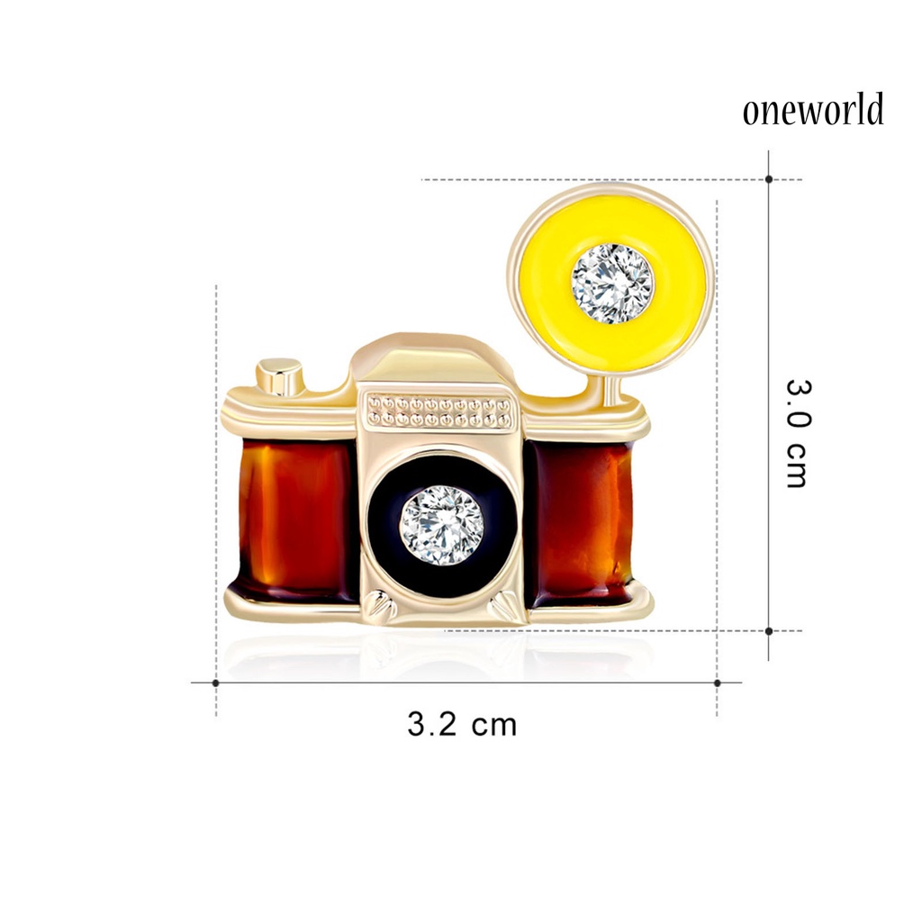 OW@ Retro Brown Enamel Camera Shape Clothes Bag Brooch Pin Jewelry Accessories Gift