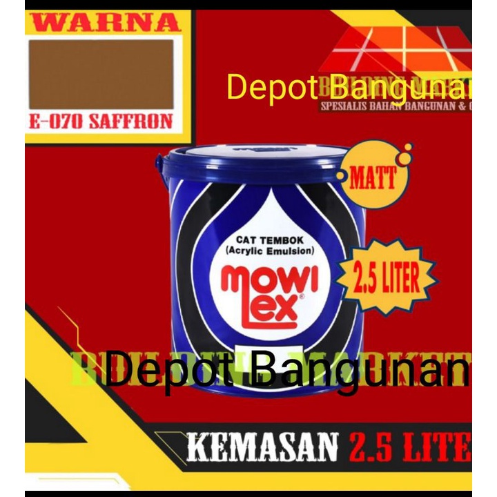 Cat Tembok Cat Taman Mowilex Interior E-070 SAFFRON 2.5 Liter