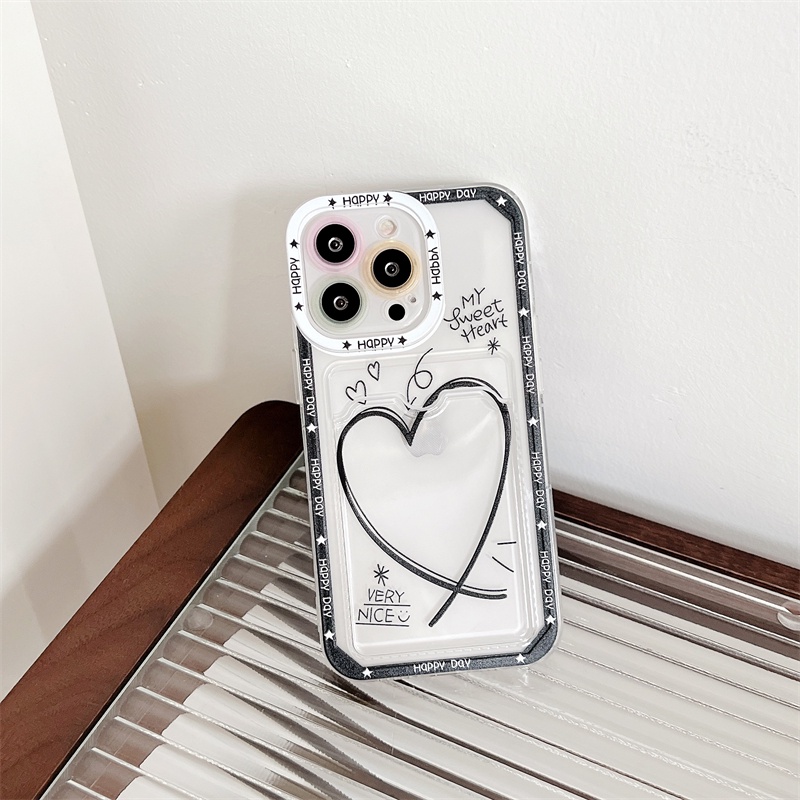 Casing Soft Case TPU Motif Hati Untuk IPhone 14 13 11 Pro Max 8 7 Plus X XS XR