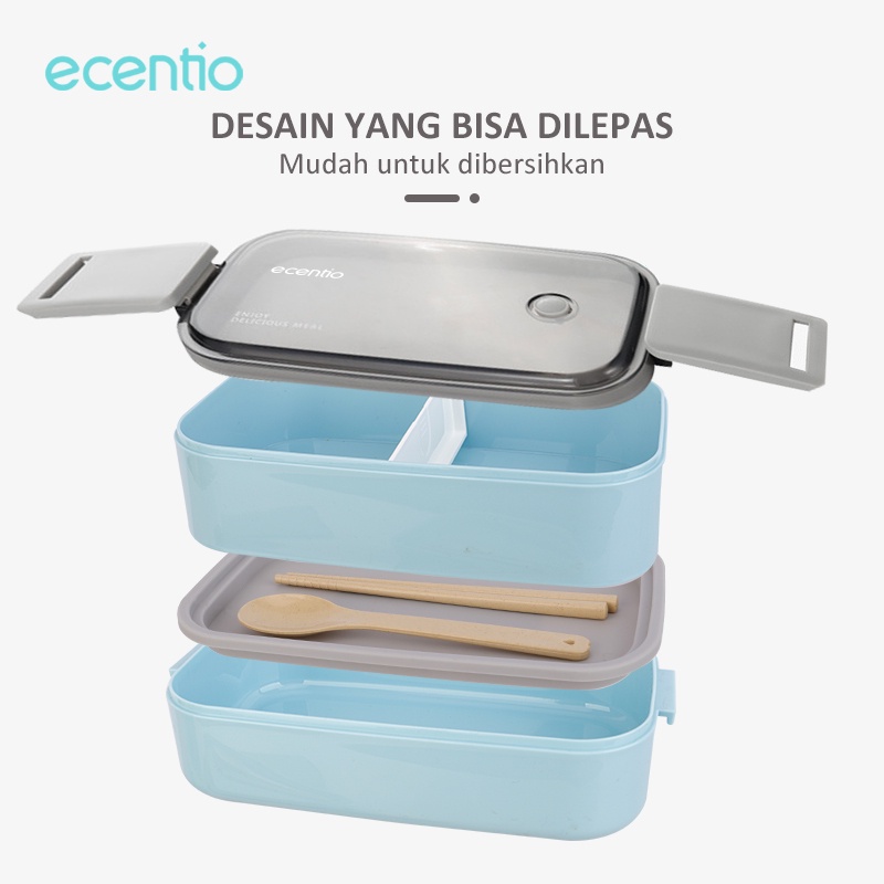 ecentio Lunch Box Double/Single Layer kotak Makan Kotak Bekal /Bento box Kapasitas Besar anti bocor kotak nasi bento 800ml/1600ml