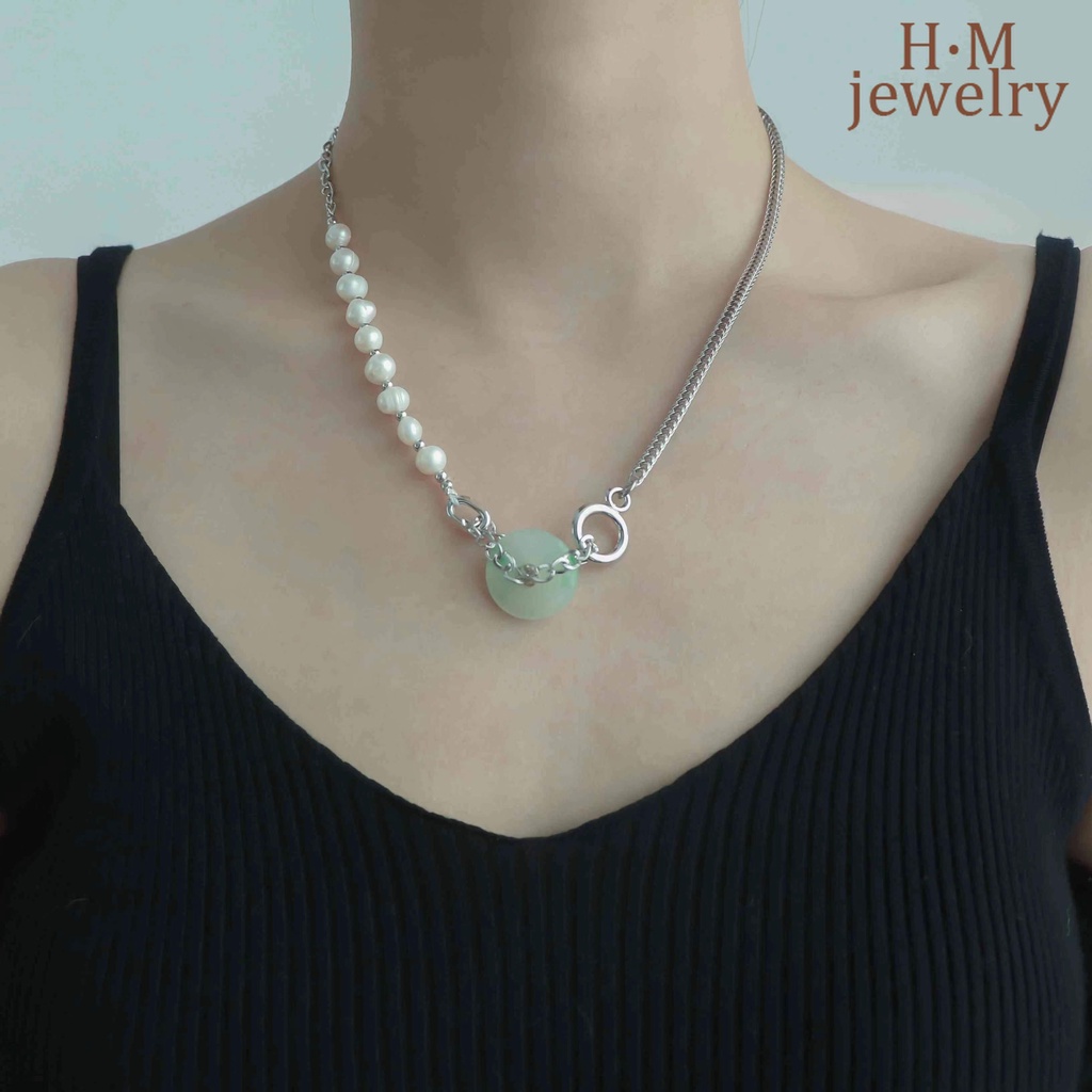 Kalung Rantai Clavicle Retro 2022 Hias Mutiara Giok Hetian Untuk Wanita
