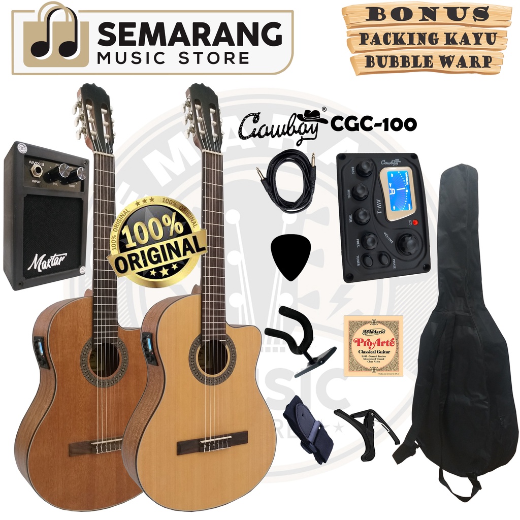 ORIGINAL!!! Gitar Klasik Elektrik Import Merk Cowboy CGC-100 NA CGC 100NS Equalizer Tuner Cowboy AW-1