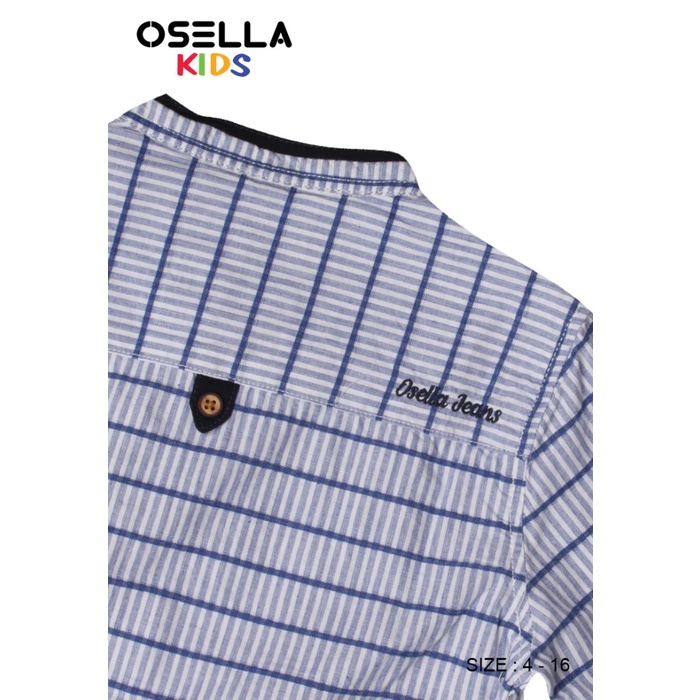 Osella Baju Anak Laki-Laki Kemeja Lengan Panjang Koko Stripe Blue-4