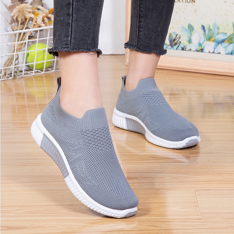 Batavia sepatu wanita murah rajut-A139 GRAY