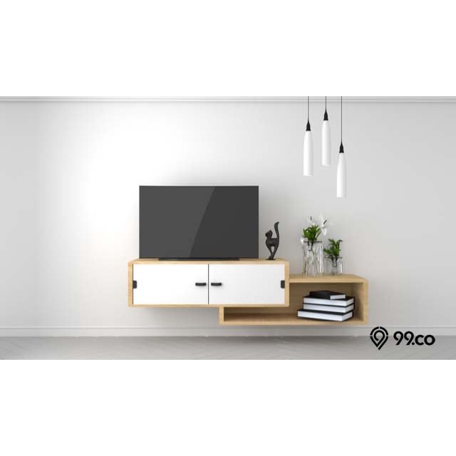 Meja TV Minimalis Modern Melayang 120 cm TV 32” / Lemari TV Minimalis Modern Gantung Elegan (Cocok U