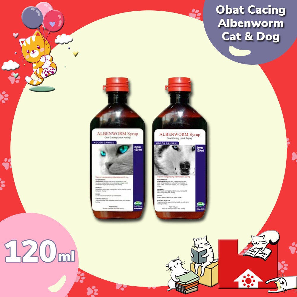 Promo ALBENWORM SIRUP 120ml - Obat cacing kucing anjing syrup 120 ml