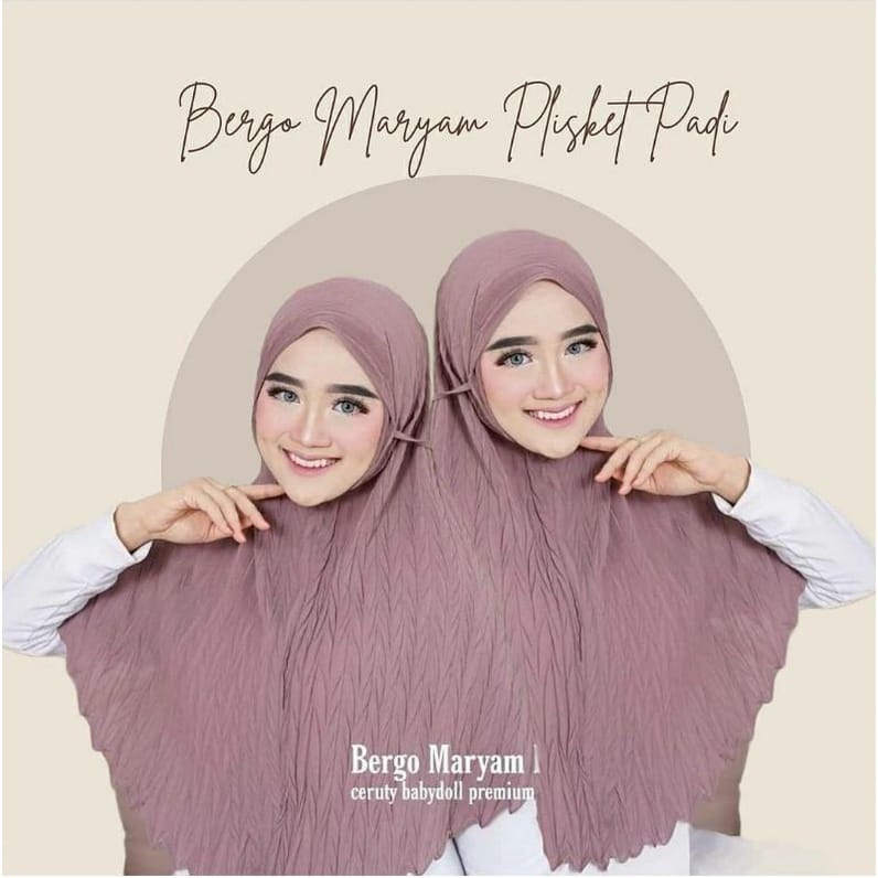 Bergo maryam plisket padi bahan ceruty / Kerudung Geblus Plisket Tali Sehari-hari