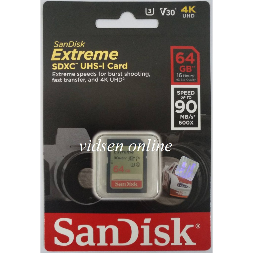 Jual Sandisk Extreme Sd Card / Sdcard / Sdxc 64Gb 90Mbps - Garansi