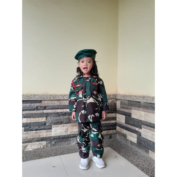 BAJU SERAGAM ANAK TNI ANAK LORENG || SETELAN TNI AD TENTARA POCIL