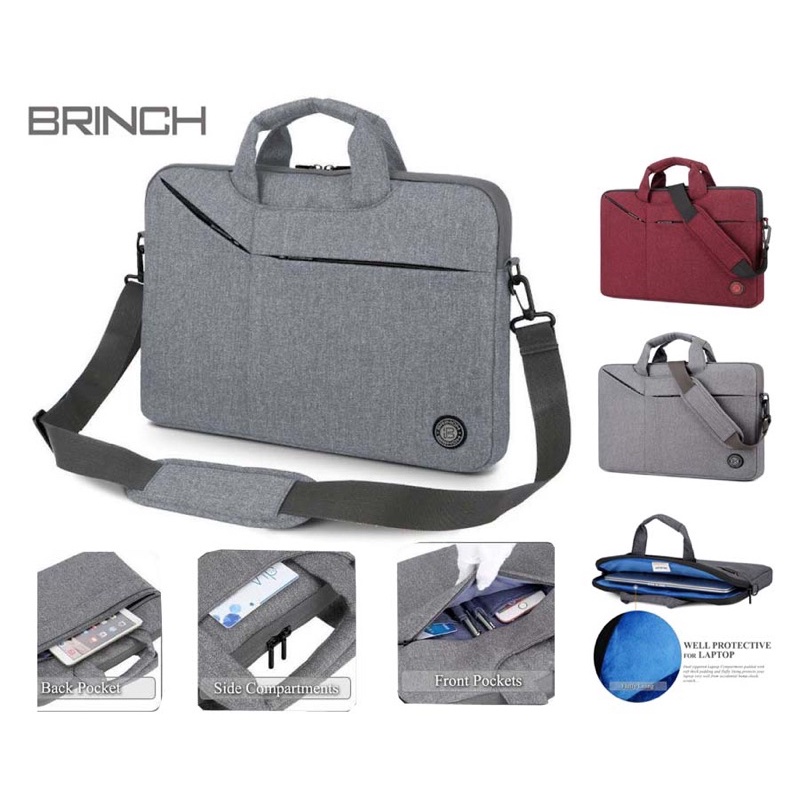 Tas Laptop Selempang BRINCH Slim Messenger Bag Uk 14 15 inch