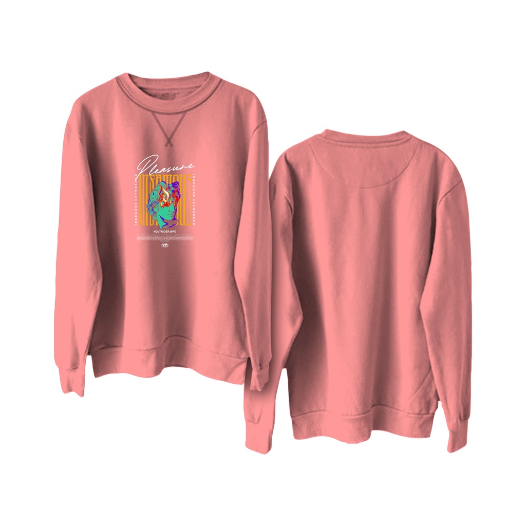 Crewneck sweatshirt sablon DTF || Holyrider Sweter Basic Pleasure size M - XXL ( Pria &amp; Wanita )