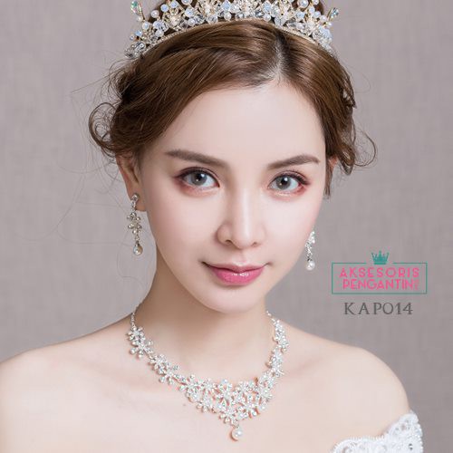 [SIAP KIRIM] AKSESORIS PENGANTIN SET KALUNG ANTING PESTA NECKLACE KAP014