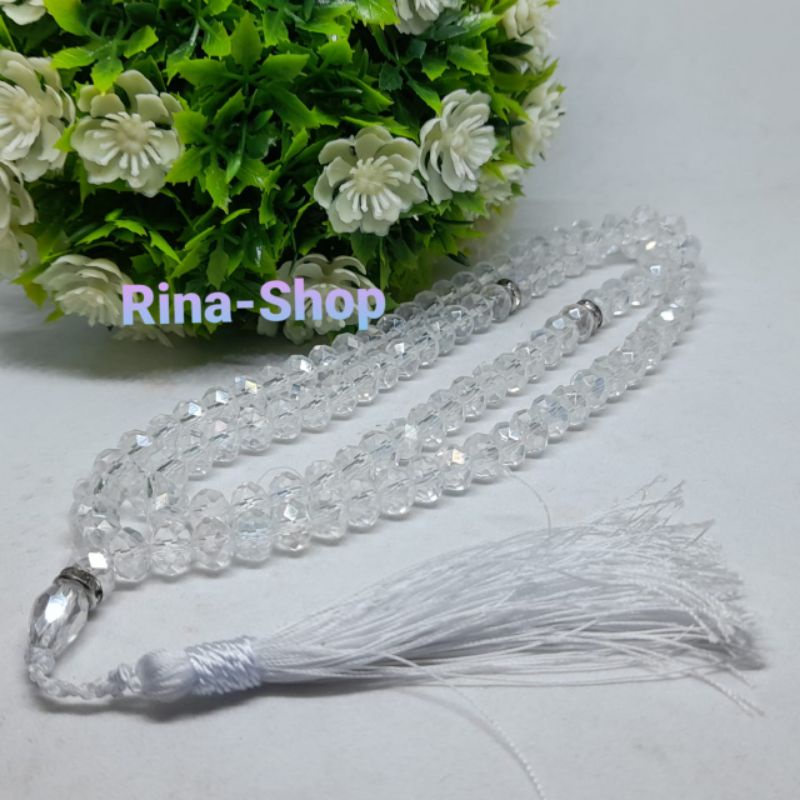 TASBIH BATU KRISTAL BENING BERKILAU 99BUTIR/TASBIH KRISTAL