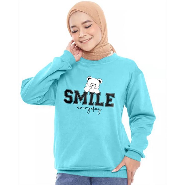 Kaos Lengan Panjang SMILE / Kaos Sweatshirt / Atasan Wanita / Atasan Wanita Lengan Panjang