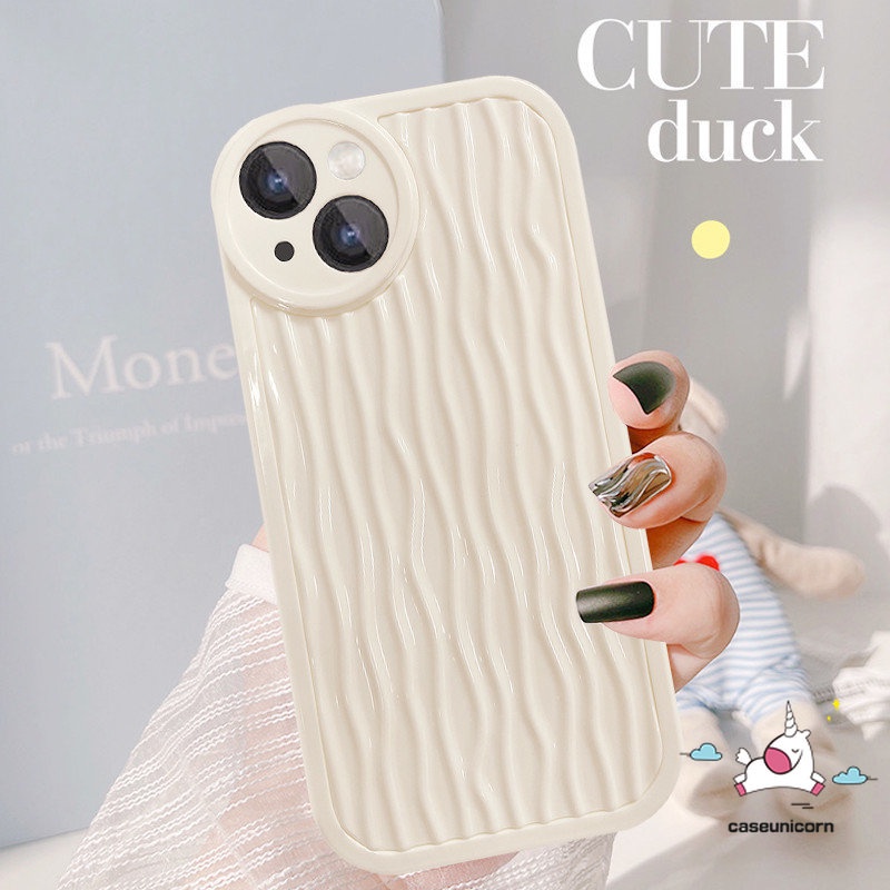 Soft Case Motif Kartun Riak Air Putih Susu Dengan Gelang Untuk iPhone 11 12 13 14 Pro MAX XR 7 8 14 Plus 7plus X XS MAX SE 2020