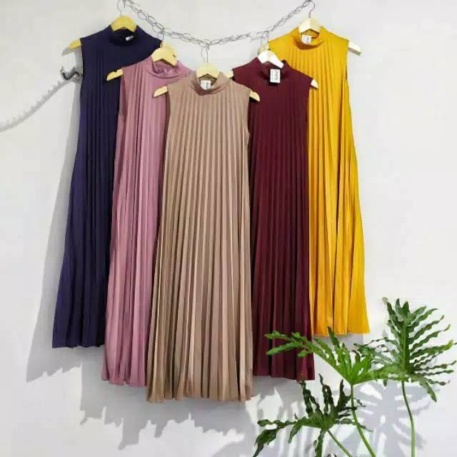 Dress plisket overal jumbo/alexa sleeveeles jumbo