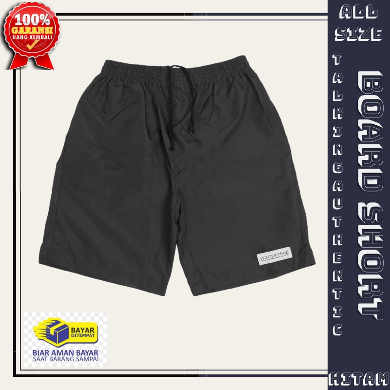 Celana Board Short Pria Kolor Pendek Murah Hitam Katun Boxer SantaiCowok Polos Olahraga