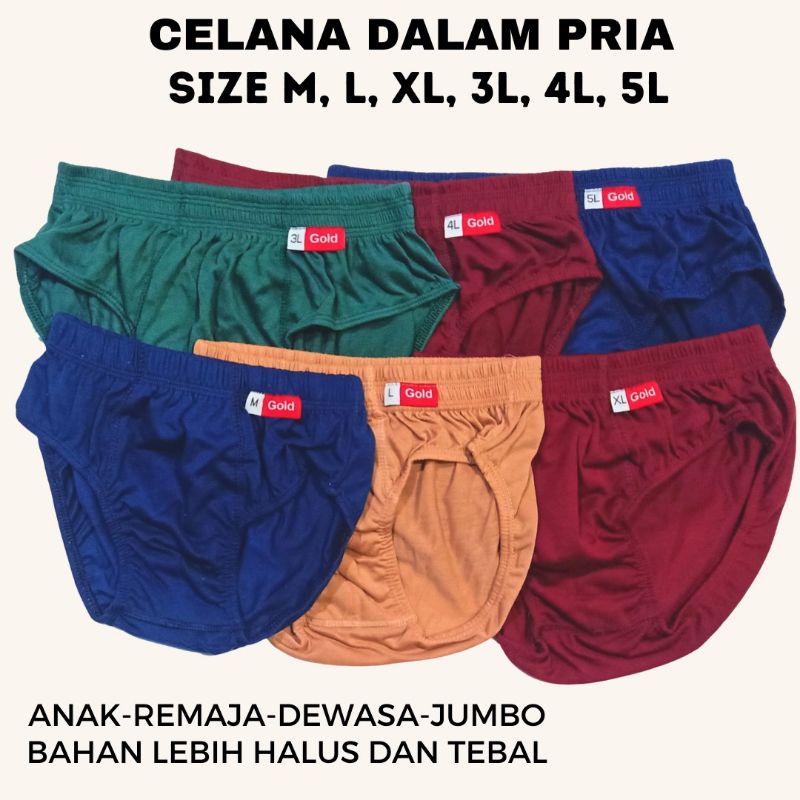 Celana Dalam CD Pria Dewasa Size M-L-XL-L3-L4-L5 Sempak Cowok GOLD/INDOTEX/NUGROS Lembaran Sempak Anak Remaja Dewasa Man Briefs