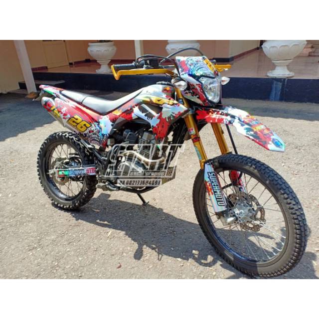 Decal CRF 150 L Bahan full hologram+komb. Gold carbon