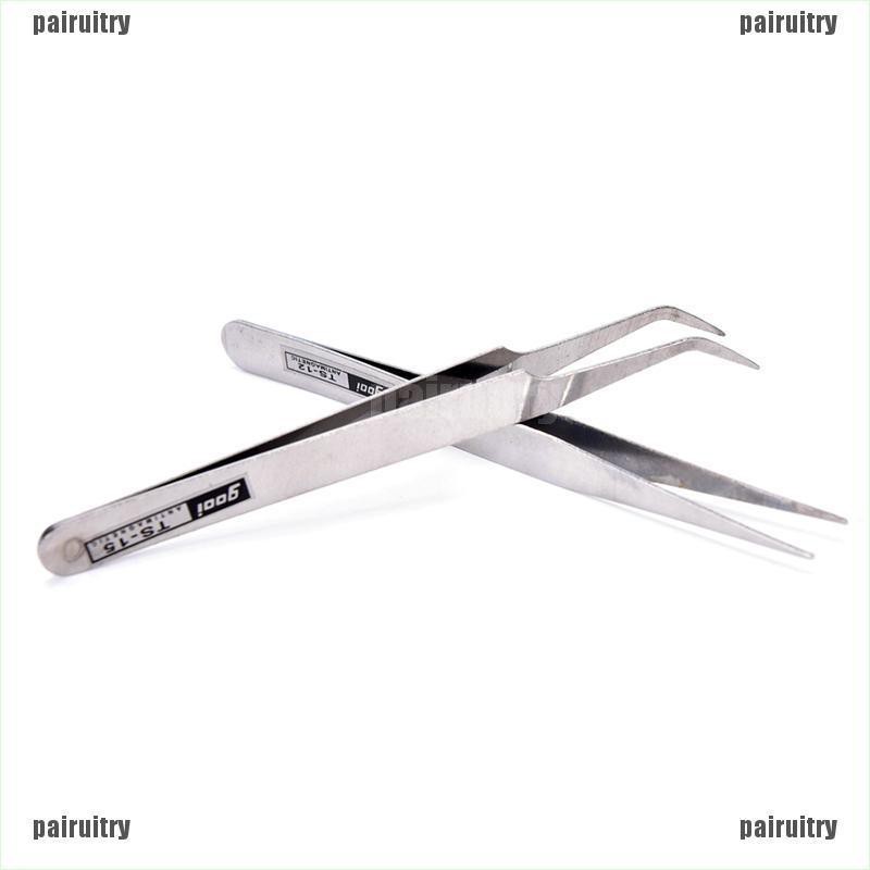 2 Pcs Pinset Pick Bulu Mata Bahan Stainless Steel Untuk Nail Art