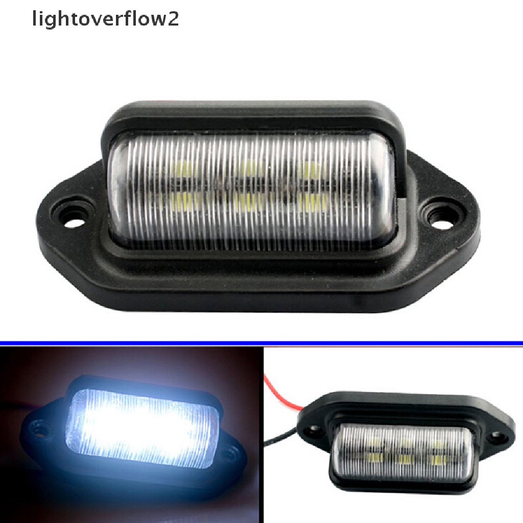 (lightoverflow2) 1 Pc Lampu 6-LED 12V Anti Air Untuk Plat Nomor Kendaraan