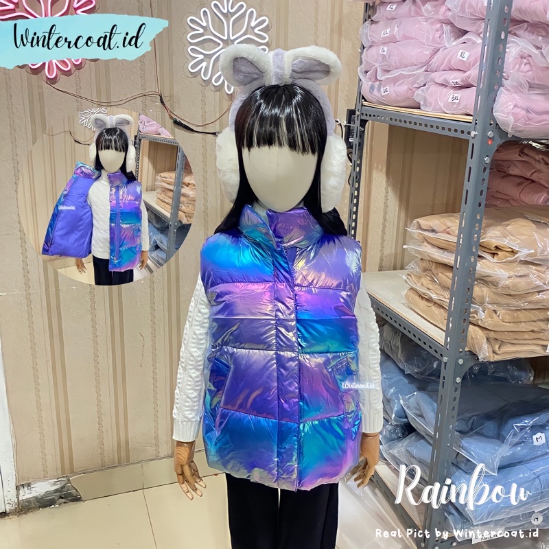 Kids padding vest winter rainbow rompi hangat anak musim dingin jaket atasan cowok cewek import gunung