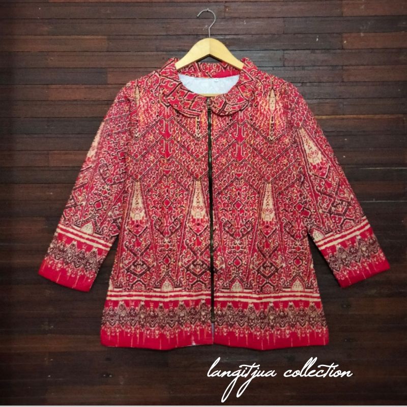 BAJU KERJA BATIK WANITA BUSUI LAPIS TRIKOT| KARMILA BLOUSE BATIK MOTIF SONGKET