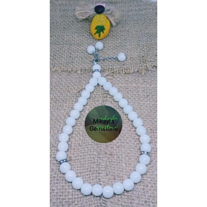 TASBIH GIOK PUTIH 33 BUTIR 8 MM 100% NATURAL
