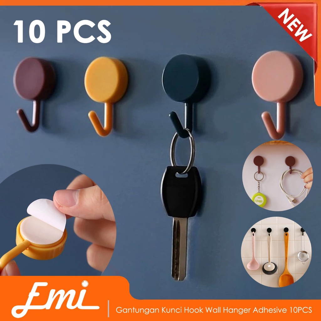 Gantungan Kunci Hook Wall Hanger Adhesive 10PCS - GT10A