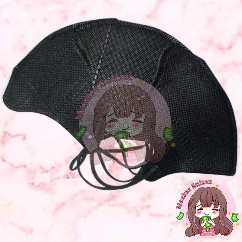 MS - Masker Duckbill Garis Hitam Black Ecer
