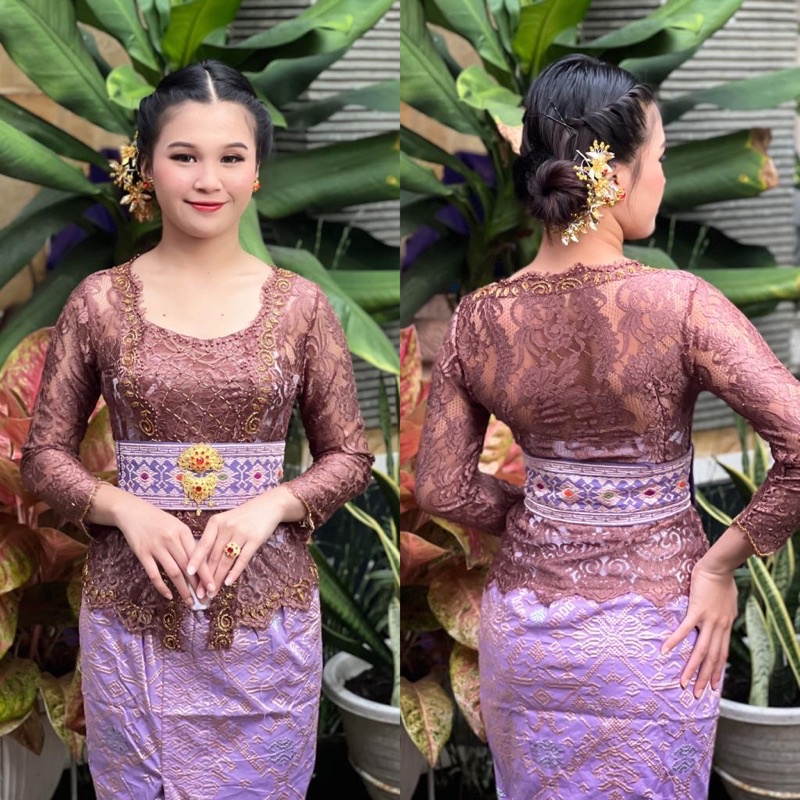 kebaya jadi metalic payet tumpuk glossy