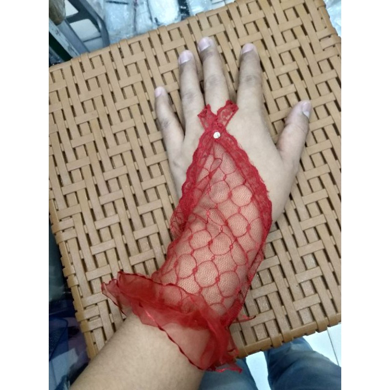 Sarung Tangan Pengantin Brukat Non Jari - Gloves Pesta Wedding