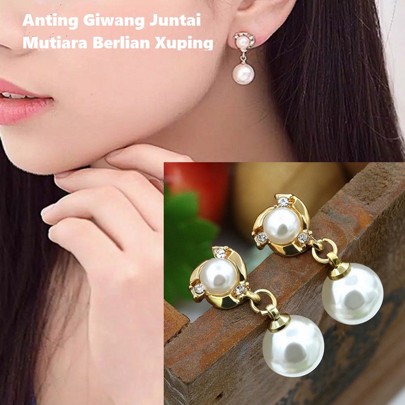 ANTING GIWANG JUNTAI MUTIARA BERLIAN XUPING LAPIS EMAS (GOLD) IMPORT