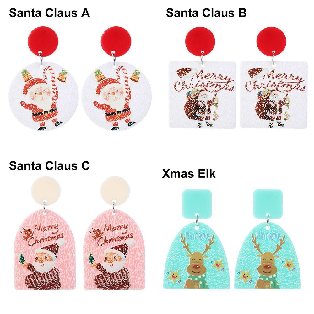 R-bunga Anting Natal Kreatif Fashion Perhiasan Lonceng Snowman Xmas Hadiah Akrilik