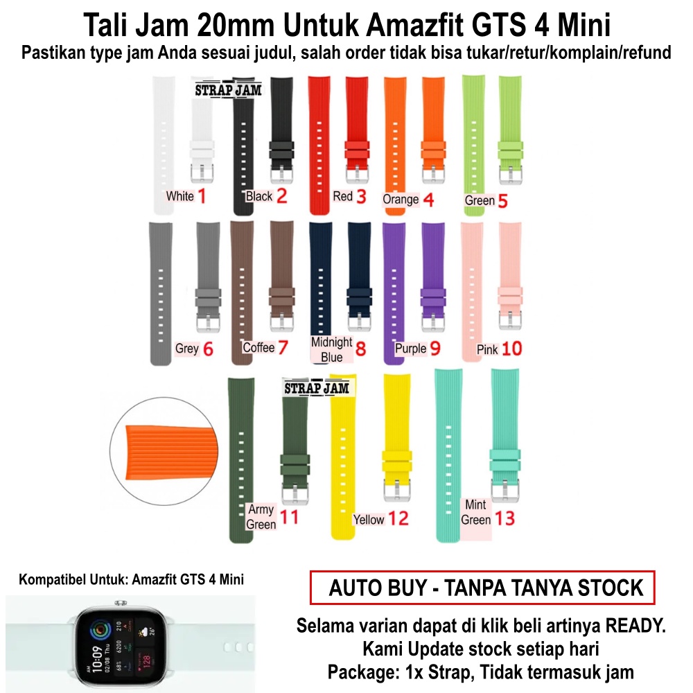 M42 Tali Jam Tangan Amazfit GTS 4 Mini - Strap 20mm Rubber Silikon Teksture Garis