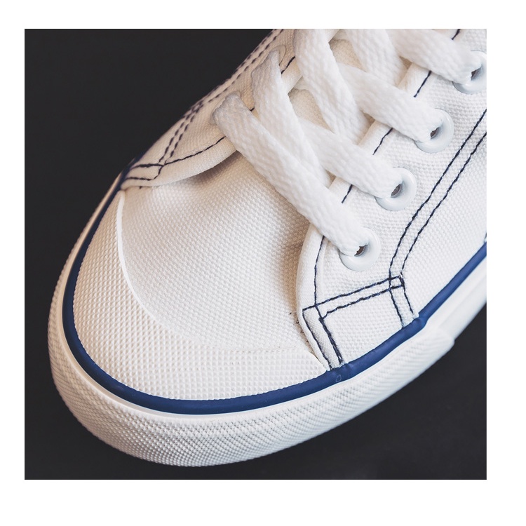 [ PAKAI DUS SEPATU ] IDEALIFESHOES Sepatu Wanita Sneaker Putih Garis Biru Import Sport Sepatu Casual Korea Style Murah-1