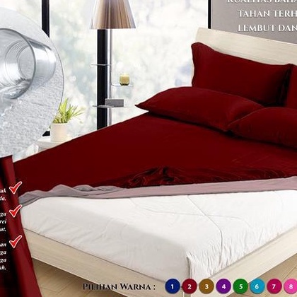 Sprei Waterproof Polos Marun Maroon Anti Ompol Tidak Tembus size 90 100 120 140 160 180 &amp; 200