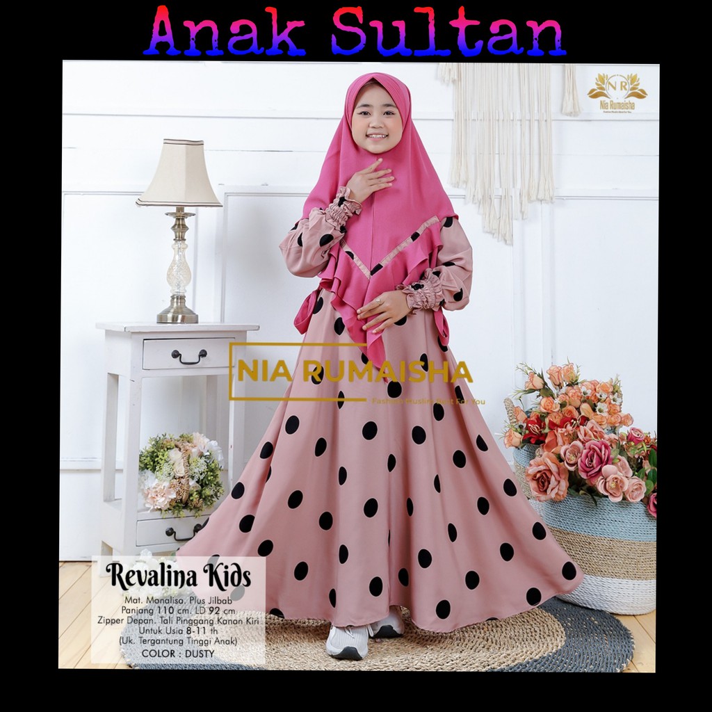 Baju anak cewek 10 tahun / baju gamis anak perempuan umur 9 tahun / baju muslim anak perempuan RVLNA