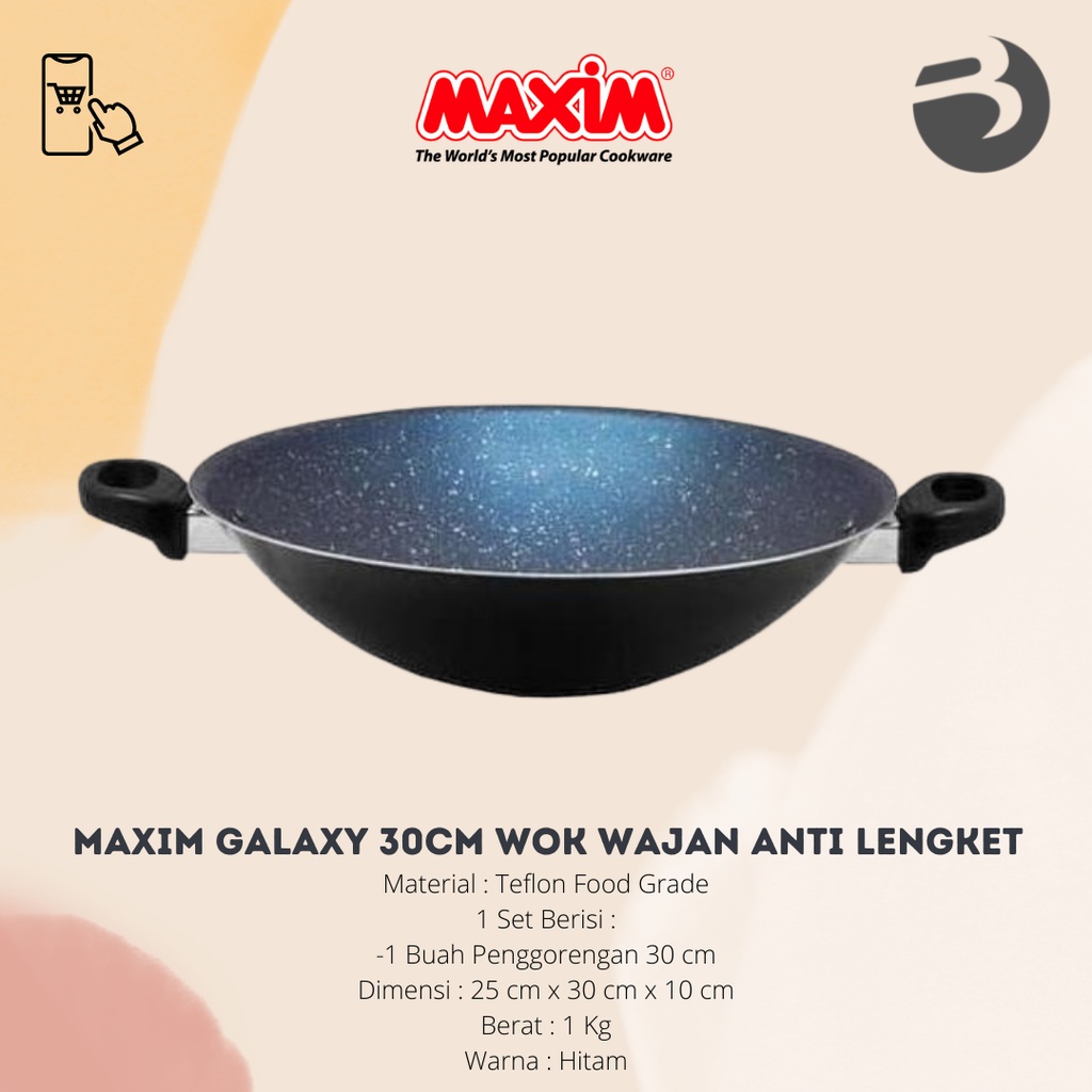 MAXIM GALAXY 30CM WOK Wajan Anti Lengket