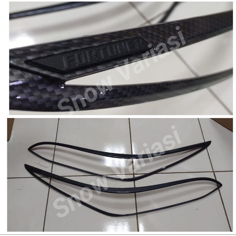 Garnish lampu depan head lamp carbon glossy fortuner  facelift 2021 UP