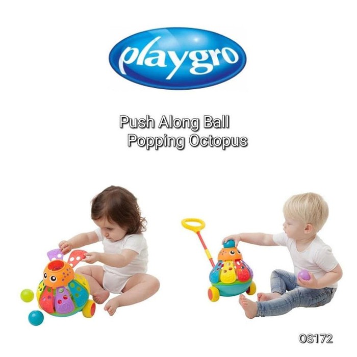 Playgro Pushalong Ball Popping Octopus Mainan Anak