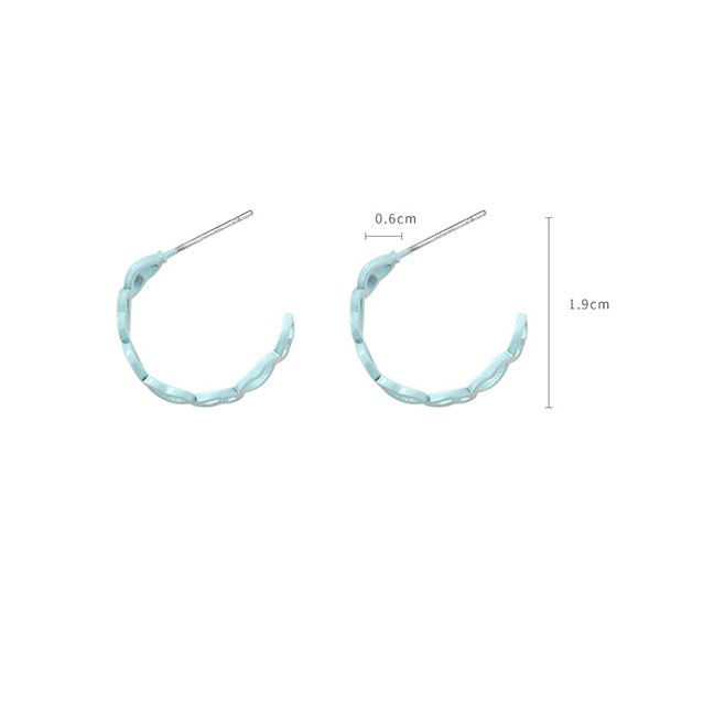 LRC Anting Tusuk Fashion S925 Silver Needle Paint C-type Semicircular Hollow Love Earrings F68104