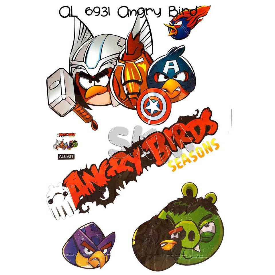 Sticker Dinding Wallsticker uk. 90x60 Angry Bird