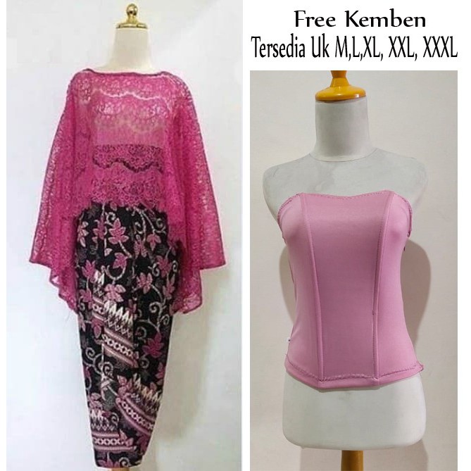 SB Collection Stelan Batwing Brukat Ritasari dan Rok Lilit Batik Wanita Free Kemben