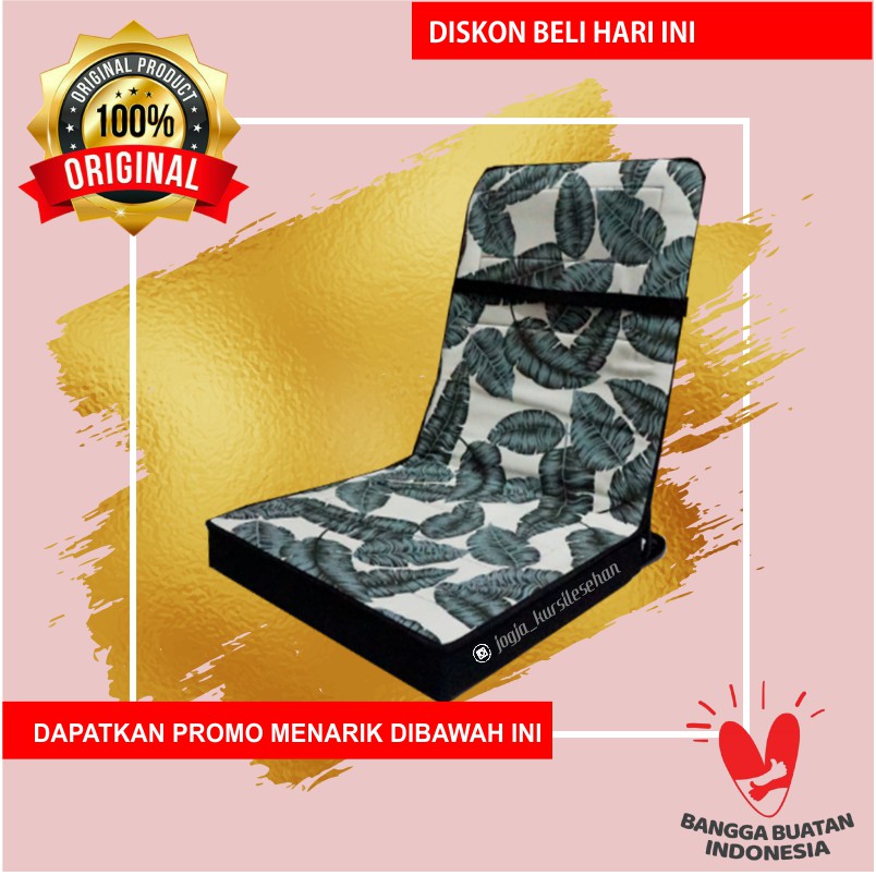 Kursi Lantai Lipat Sandaran Lesehan Portable Minimalis Bangku Belajar Dingklik Furniture Motif Daun