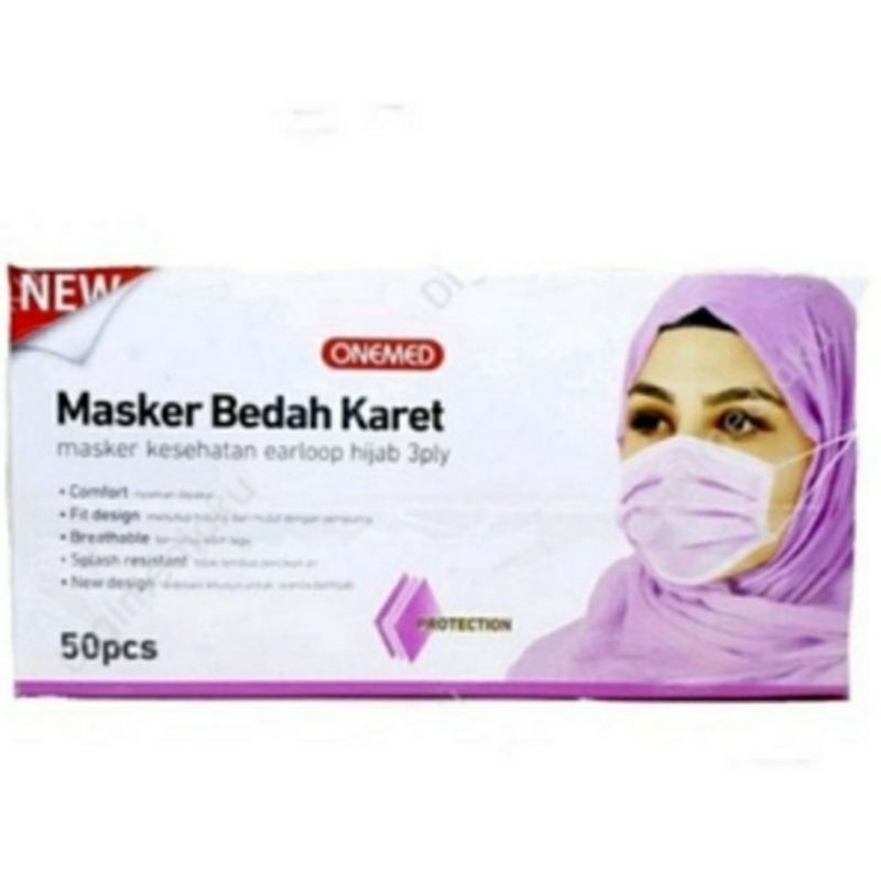 Masker hijab jilbab medis Onemed headloop isi 50pcs