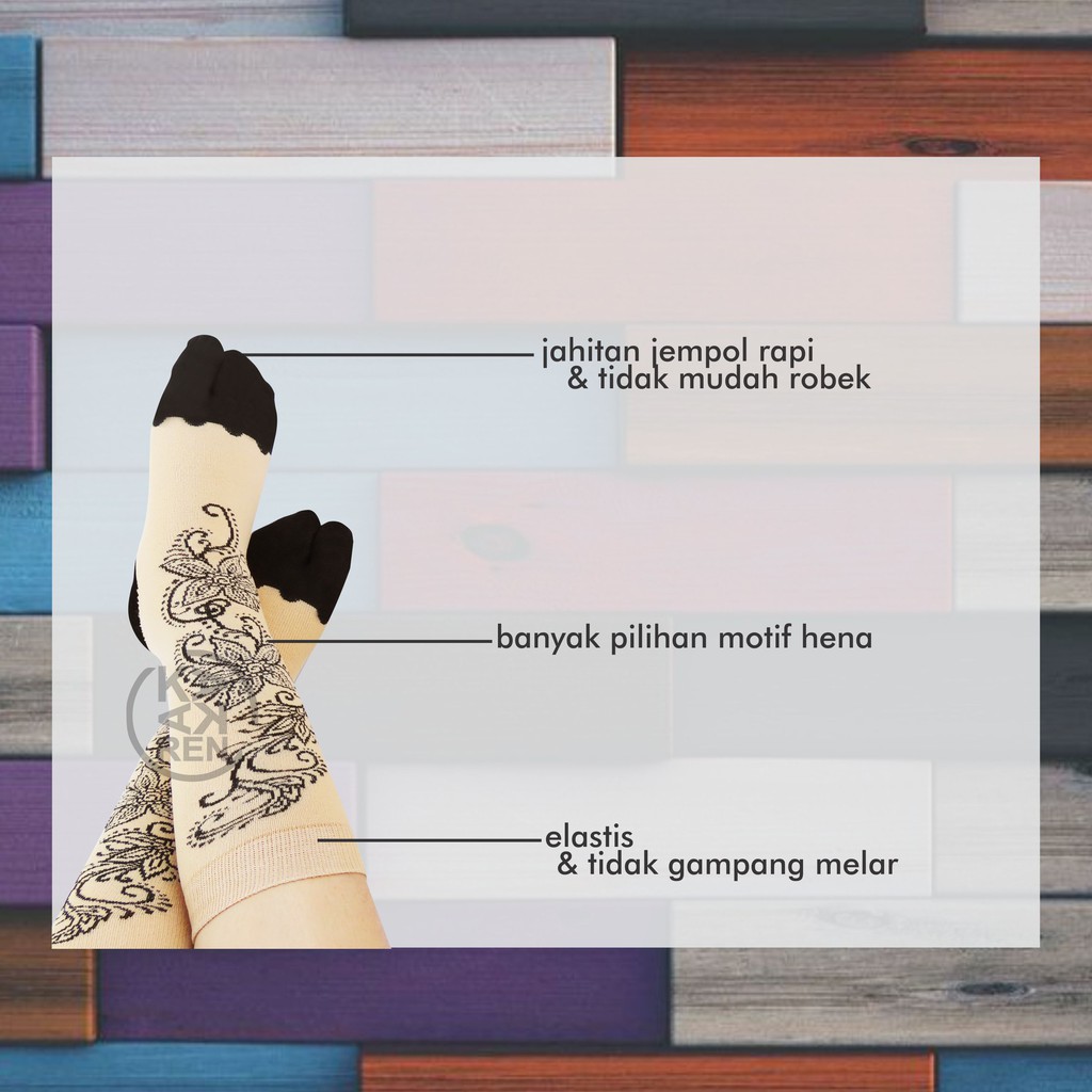 Kakaren Kaos Kaki Jempol Motif Henna Warna Cream A