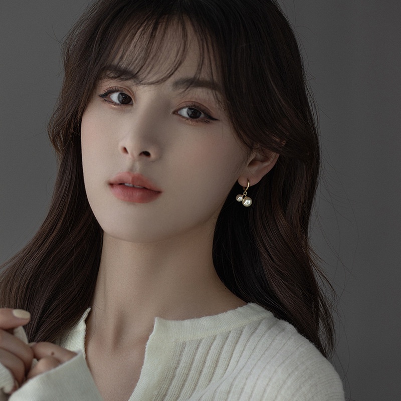 Anting Stud Hias Mutiara Warna Emas Gaya Korea Untuk Wanita