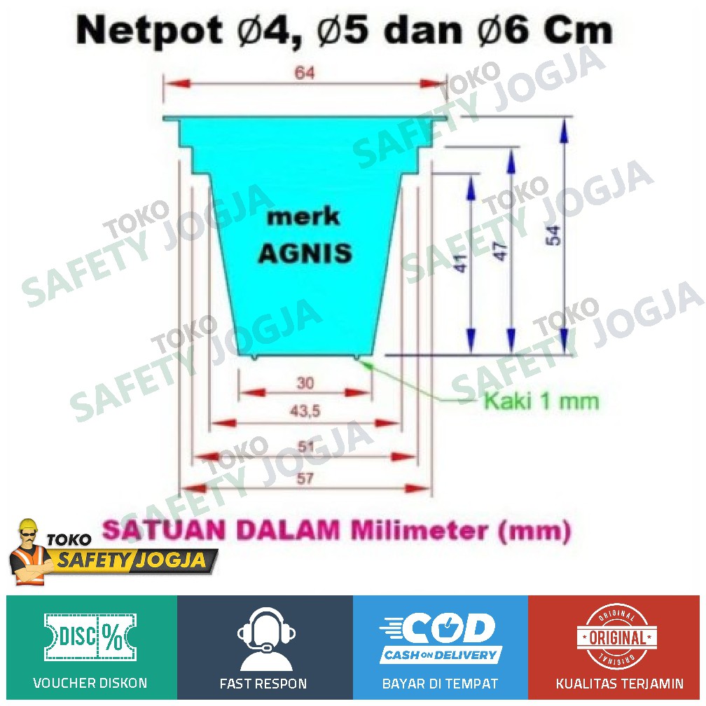 50 PCS Netpot putih diameter 4.5cm 5cm 6cm hidroponik berkebun