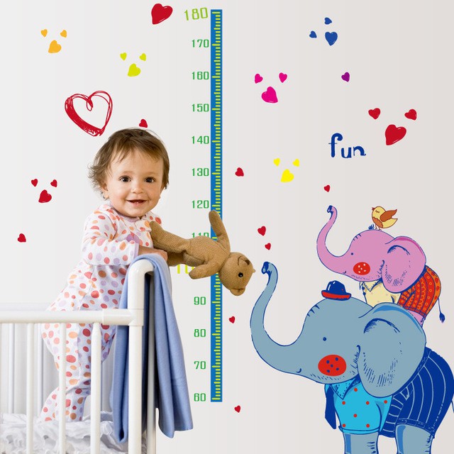 RELIZA WALL STICKER PENGUKUR TINGGI BADAN GAJAH BIRU GROW UP ELEPHANT STIKER DINDING SK9142